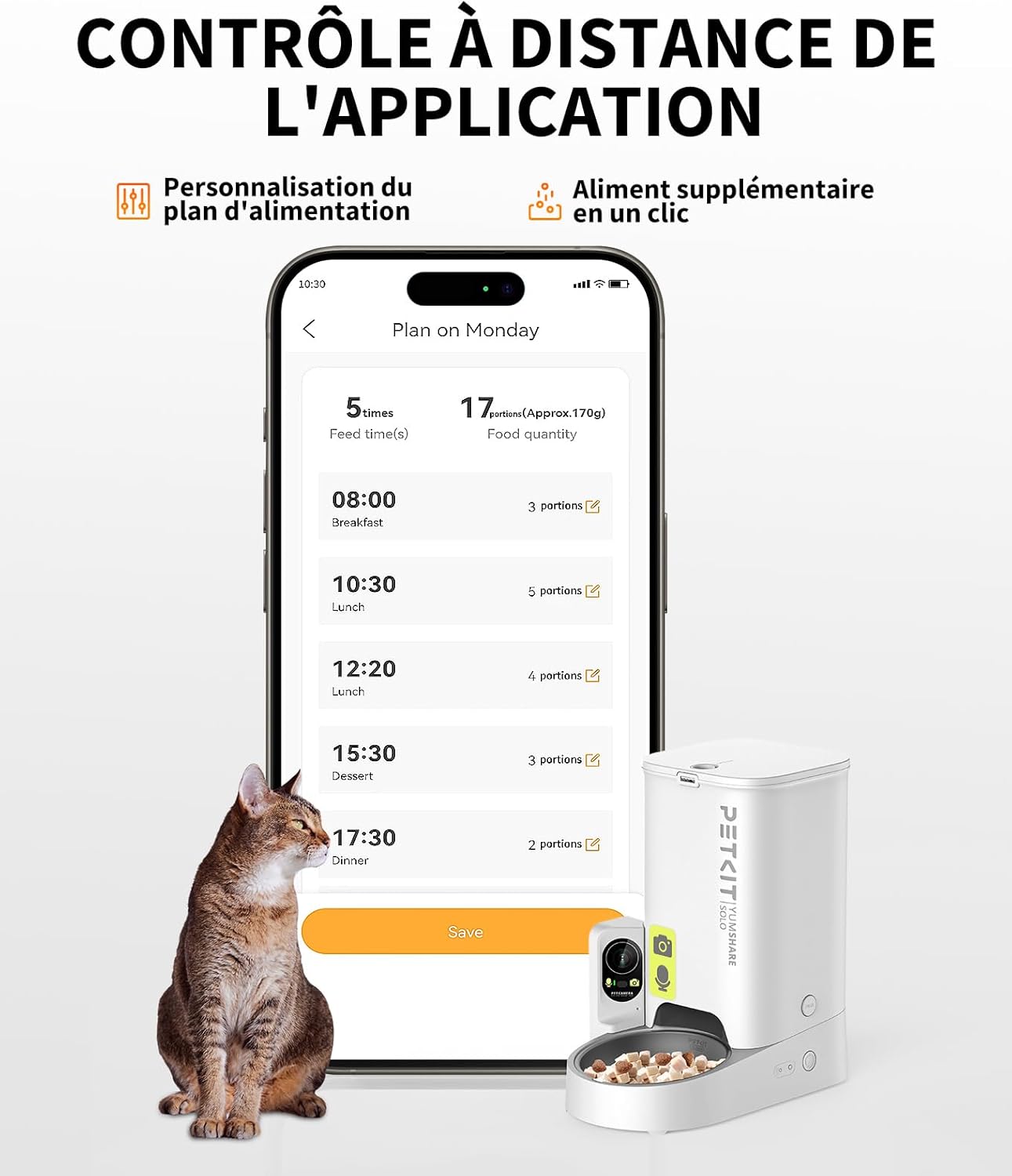 Distributeur croquettes chat automatique premium pour plusieurs animaux.