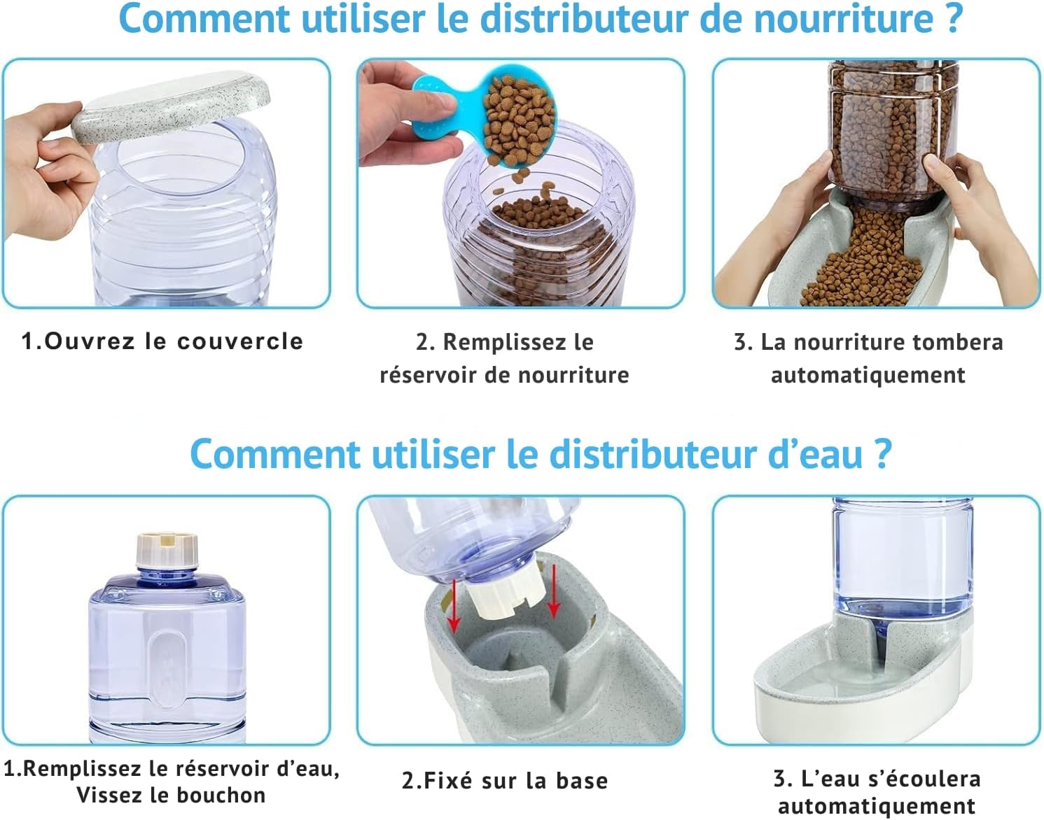 Distributeur d’eau automatique 4L pour chat, réservoir amovible facile à nettoyer et remplir