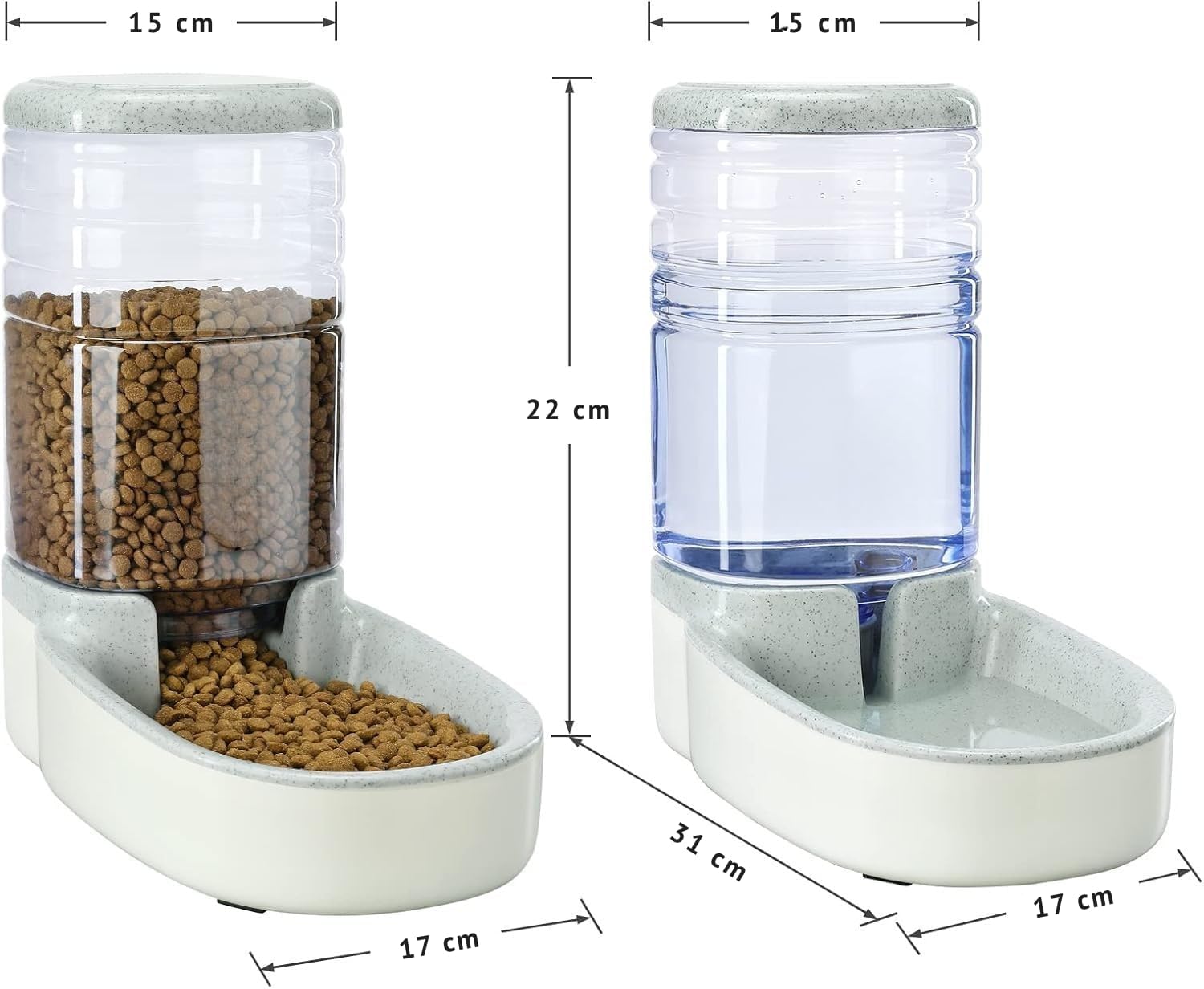 Lot de 2 distributeurs chat 4L nourriture et eau, coin repas design raffiné dans un salon