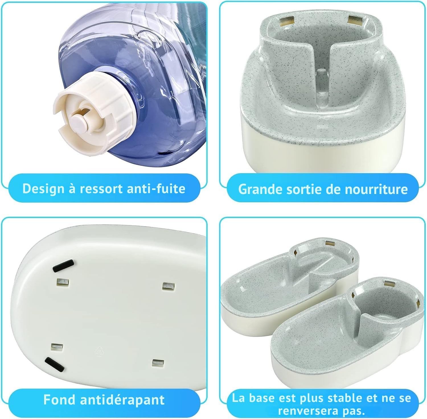 Distributeur nourriture chat 4L avec système par gravité, gamelle transparente pour suivre la réserve