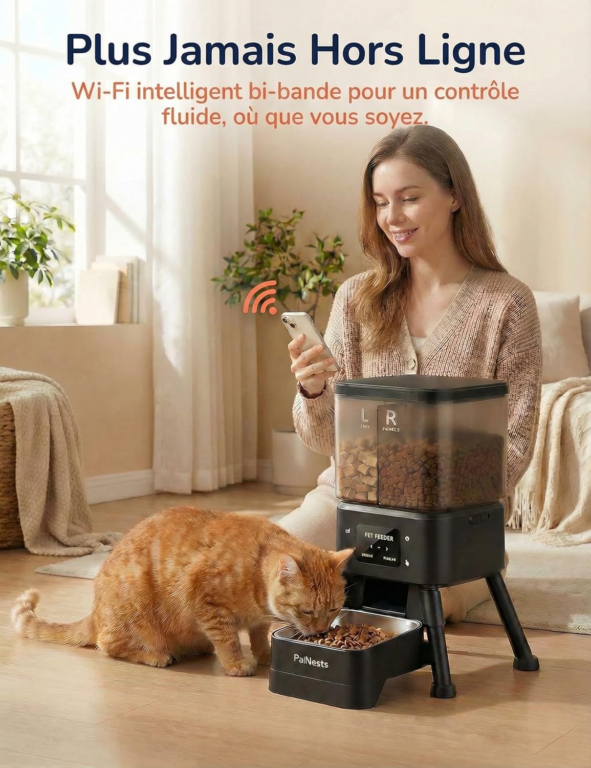 Bol acier inoxydable distributeur PalNests anti-blocage chat haut de gamme.
