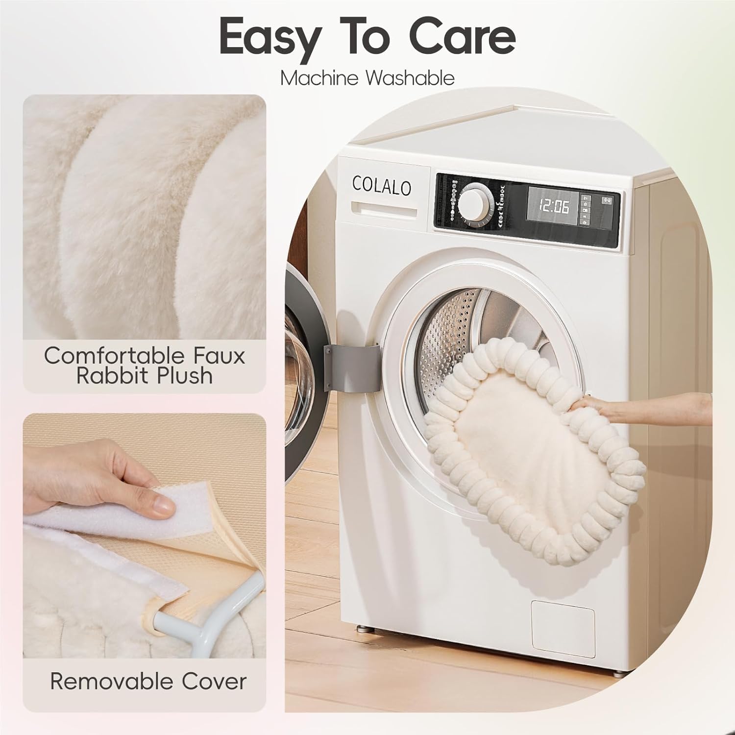 Accessoire chat premium hamac réversible lavable en fausse fourrure douce crème M.