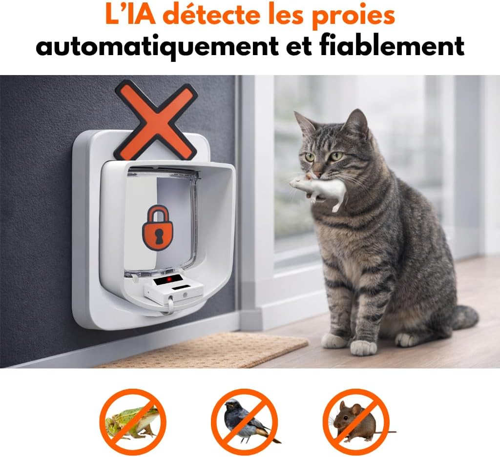 Accessoire design raffiné félin pour chatière électronique à puce.