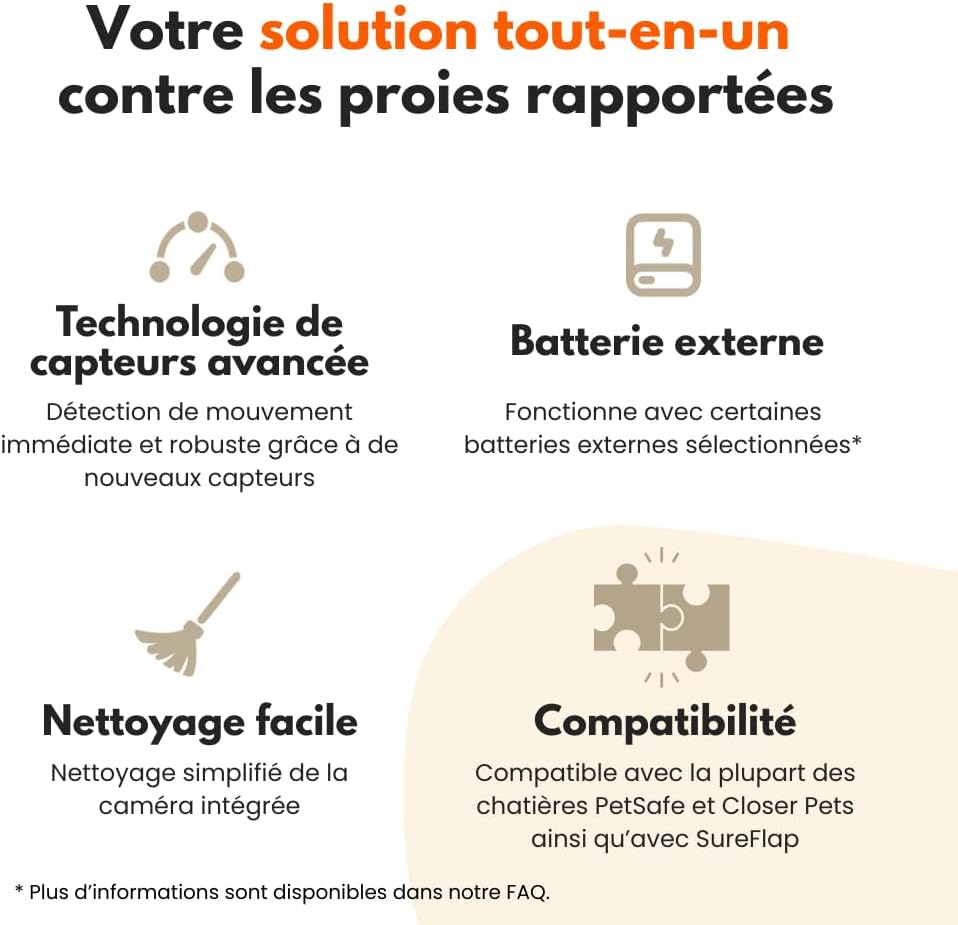 Chatière connectée pour chat avec détection de proies, solution premium pour intérieur propre.