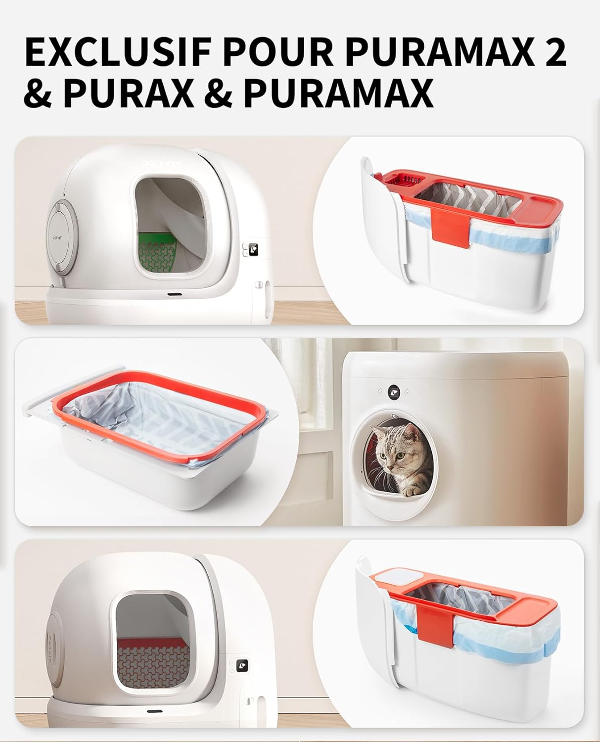 Installation sacs poubelles PETKIT Pura Max 2 accessoire félin sophistiqué.