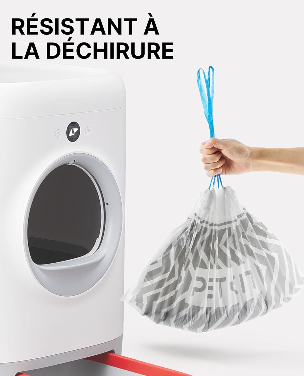 Rouleaux sacs poubelles PETKIT rose élégant pour bac litière automatique chaton.