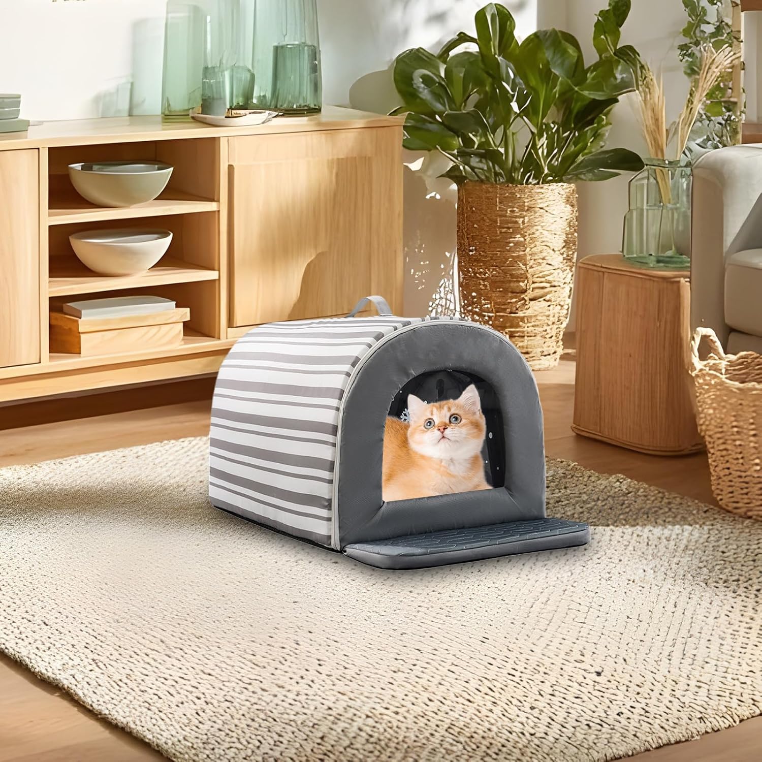 Lit chat avec structure multicouche isolante.