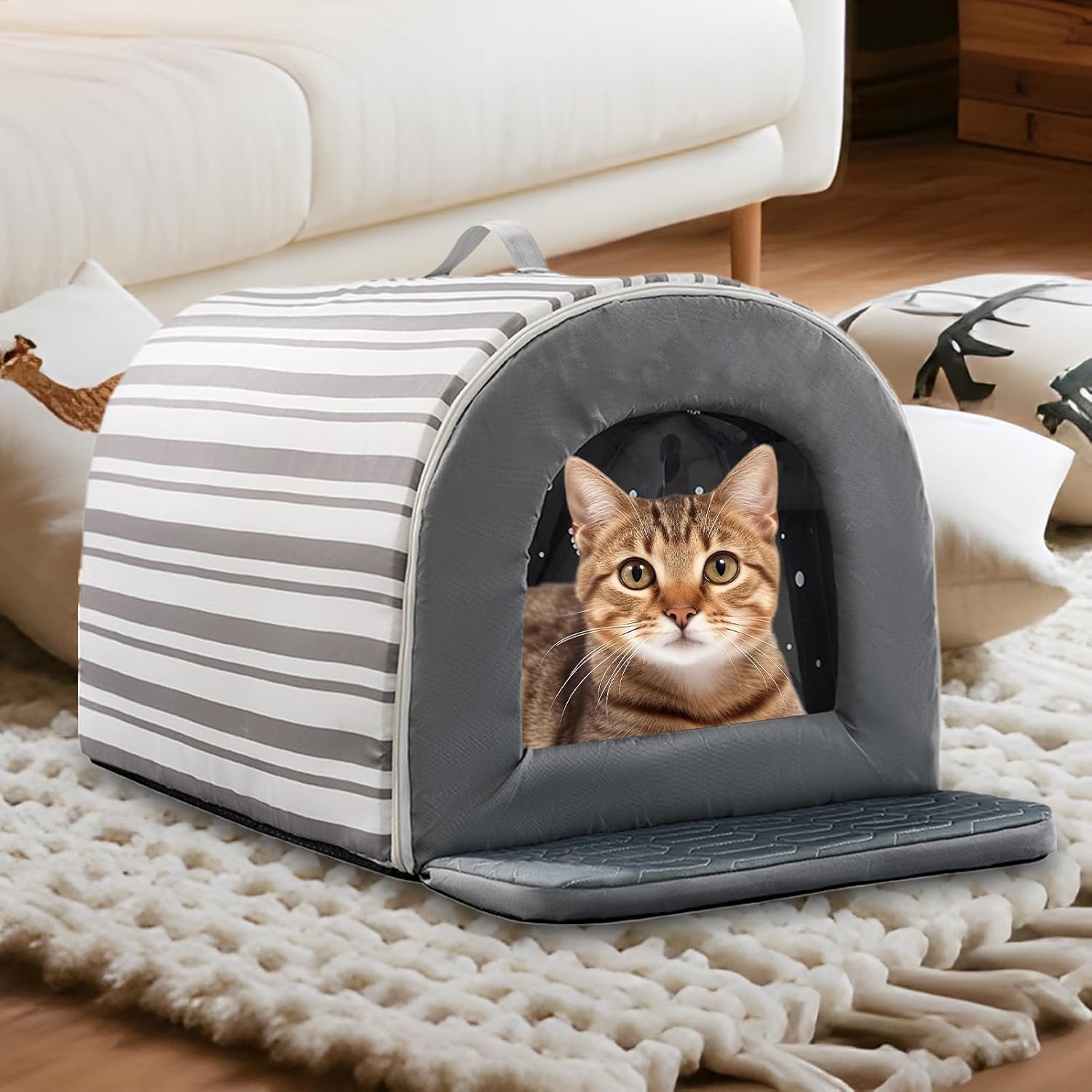 Maison rafraîchissante pour animal domestique en intérieur.