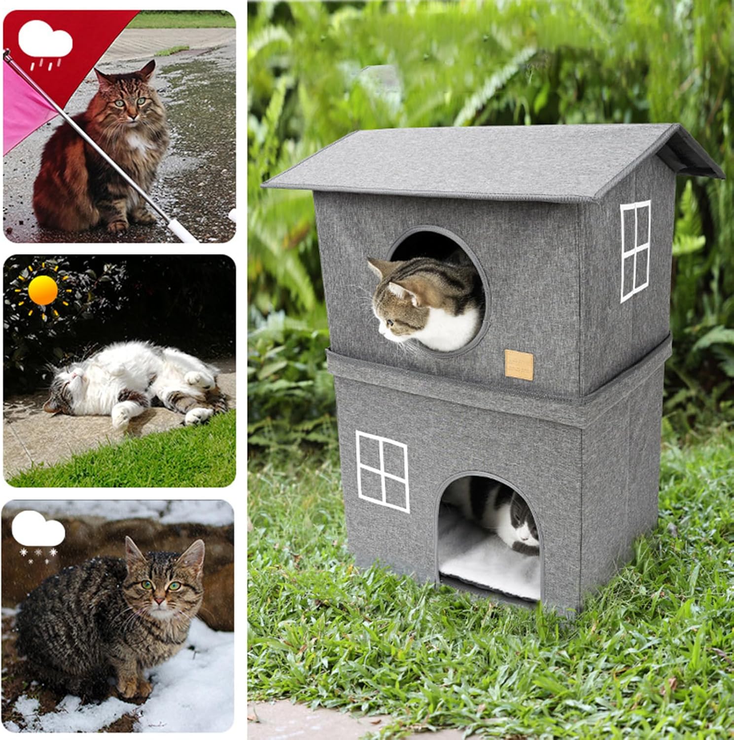 Abri pour chat en doudoune polaire douce.