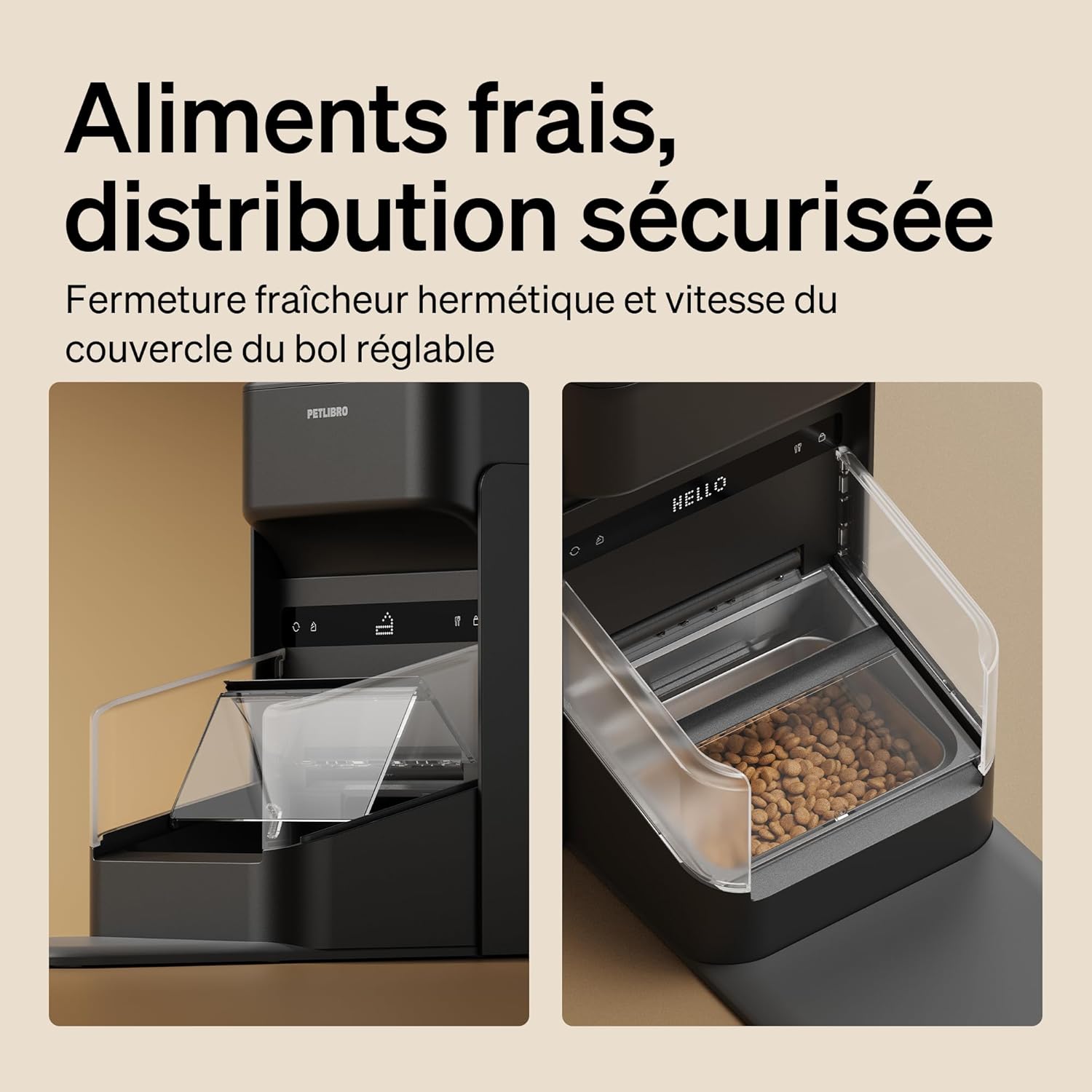 Distributeur automatique de nourriture pour chat PETLIBRO RFID design premium acier inoxydable noir