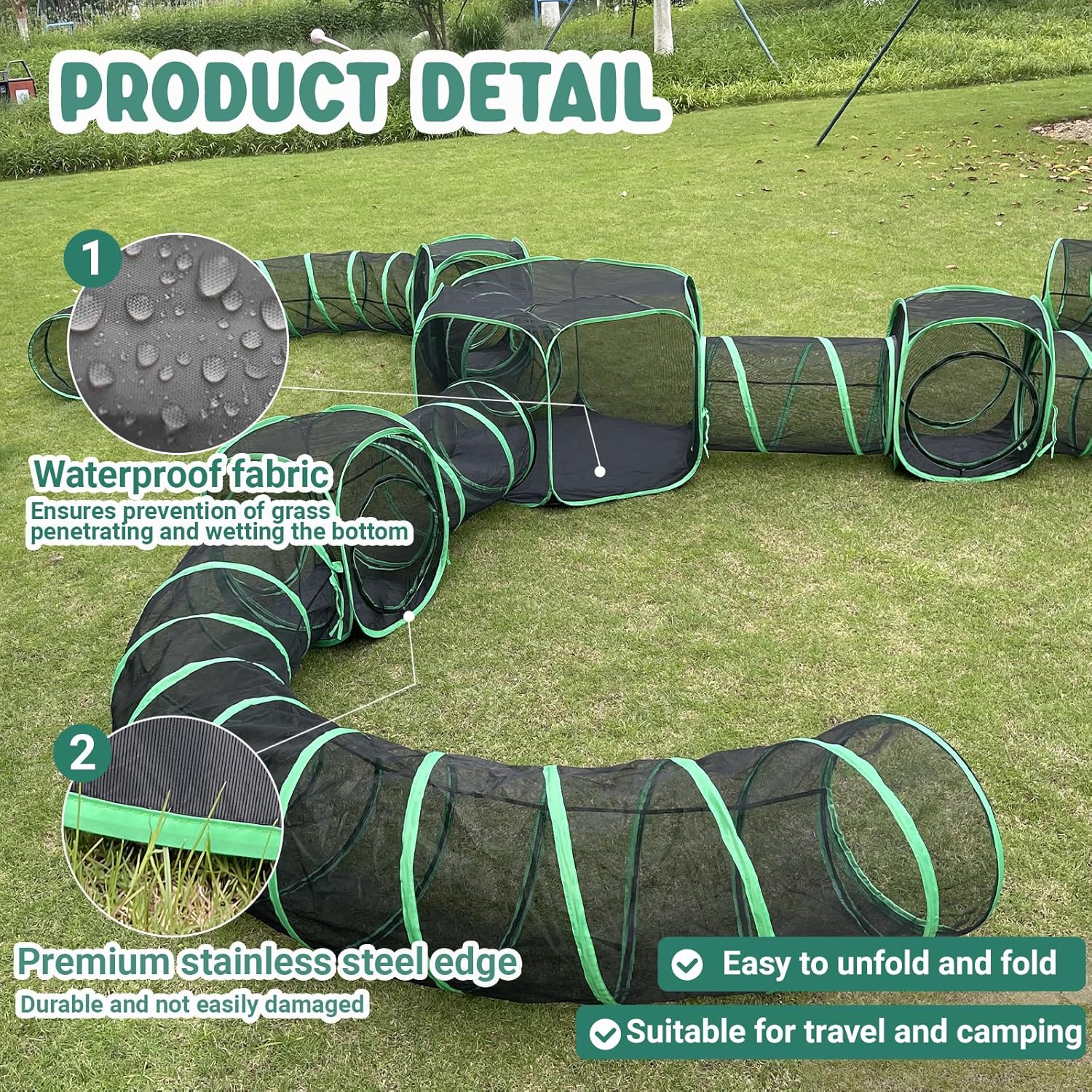 Accessoire chat design raffiné félin Pawtenda assemblé en espace vert premium.