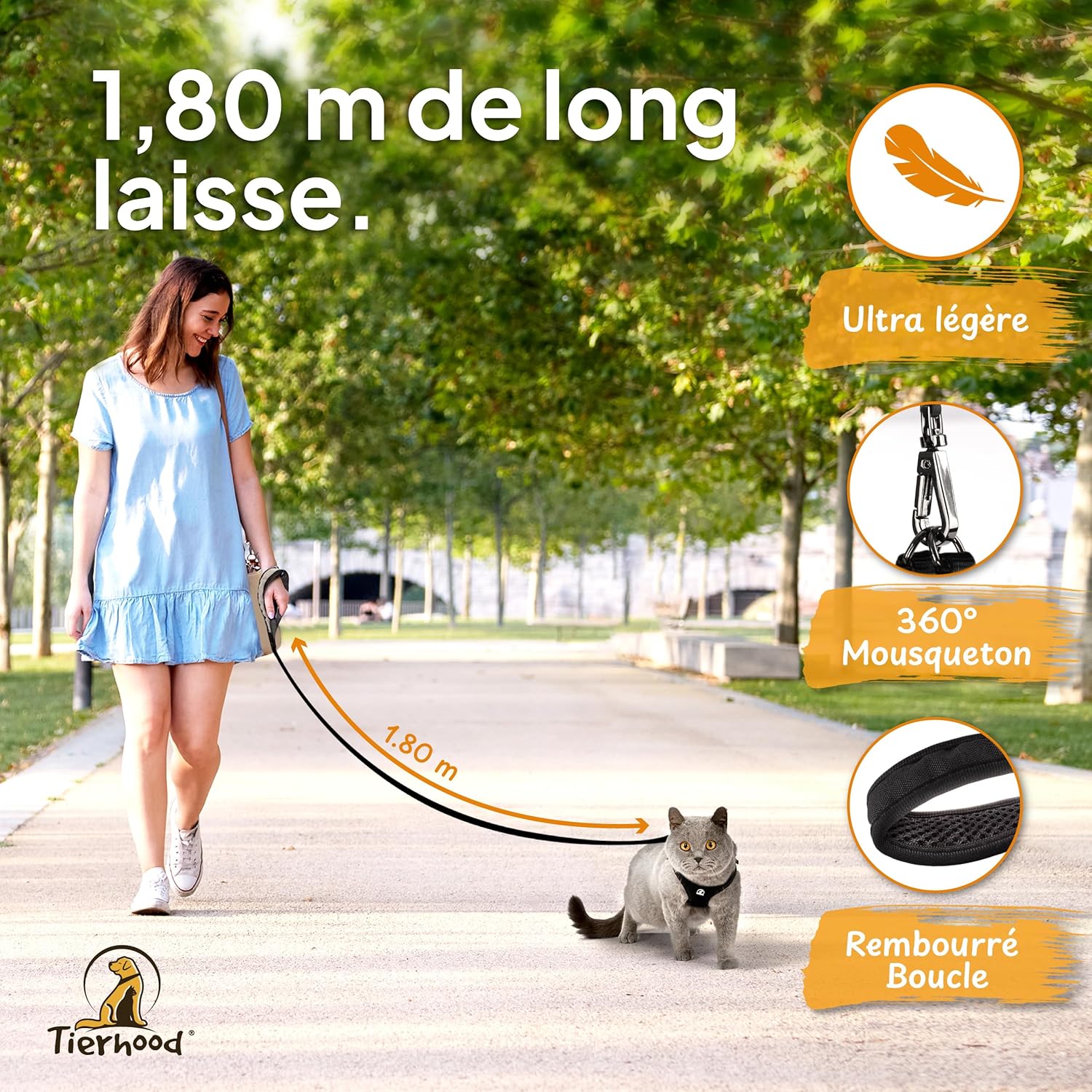 Harnais pour chat noir, taille S, design raffiné pour chaton et chat adulte.