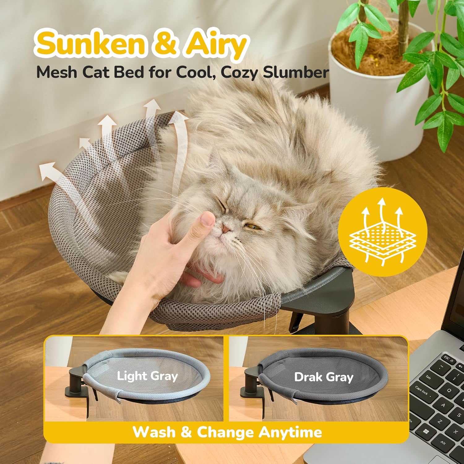 Lit de perchoir pour chat de bureau – tapis remplaçables hiver été mesh respirant