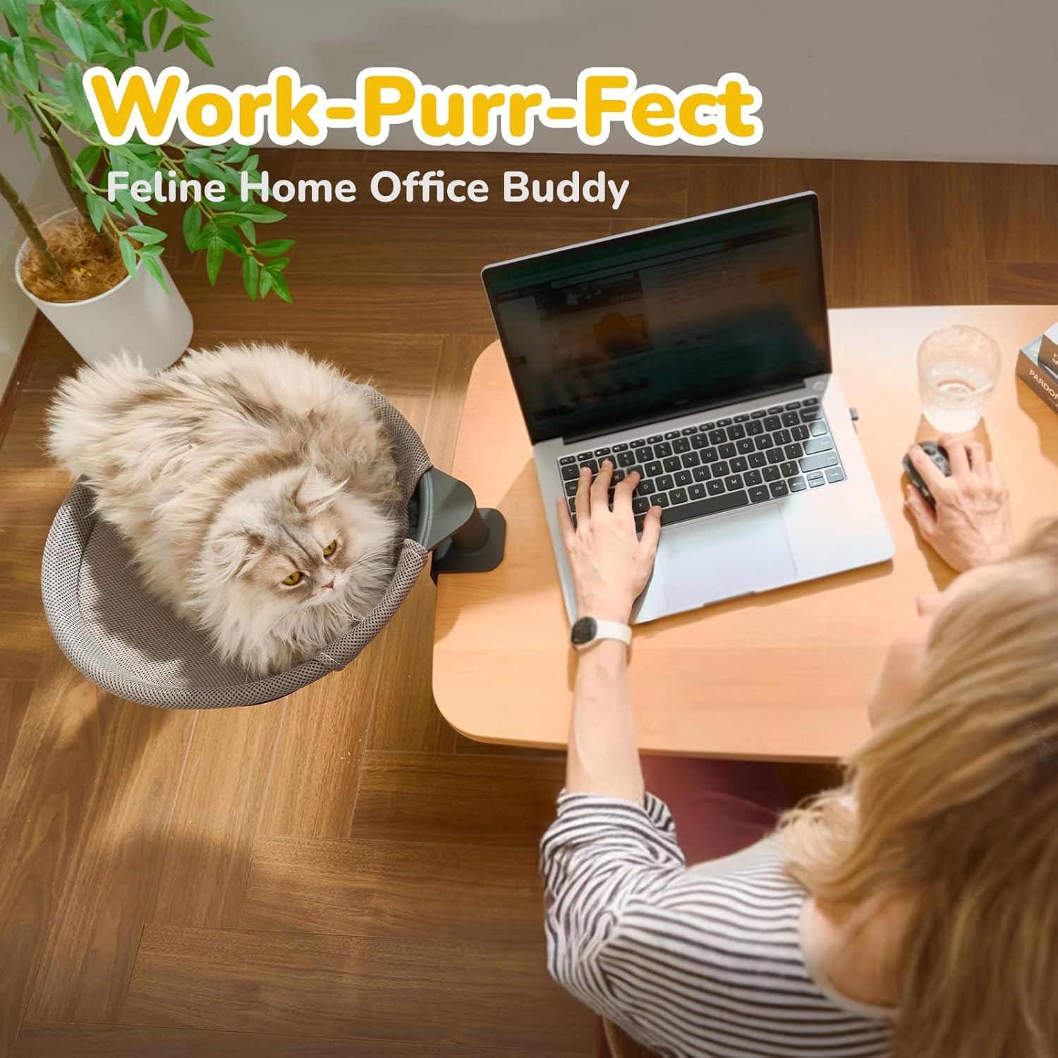 Lit de bureau pour chat CATISM – design raffiné pour hamac rotatif 360°