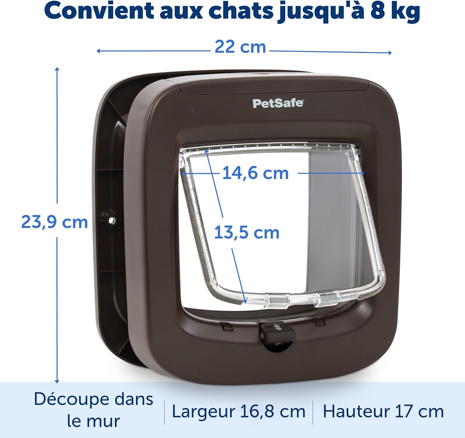 Chatière à puce électronique pour chat, design raffiné félin marron.
