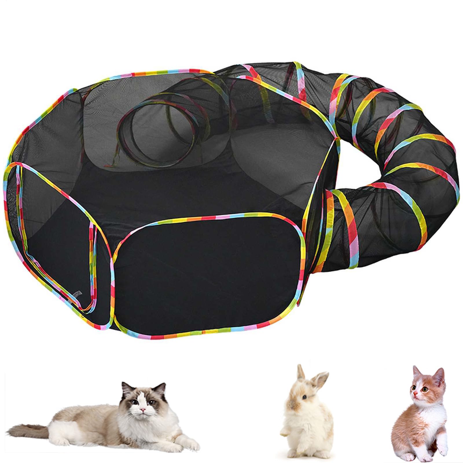Tente et tunnel pour chat, solution de jeu 2-en-1 premium.