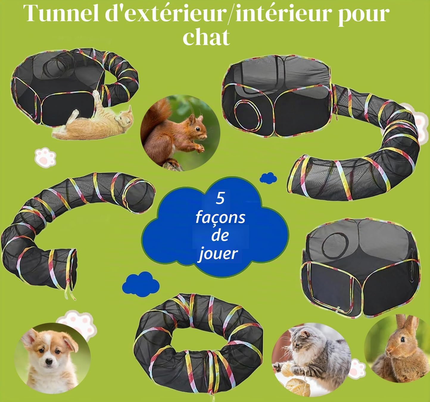 Enclos d’extérieur pliable pour chat, espace de jeu premium.