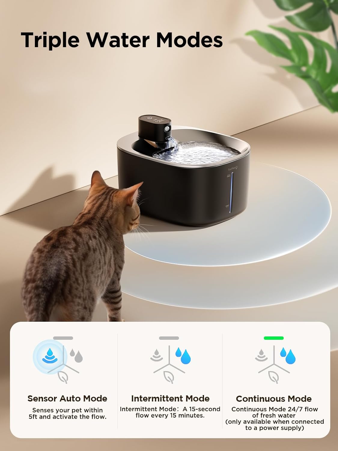 Chaton buvant à la fontaine design premium, accessoire félin élégant