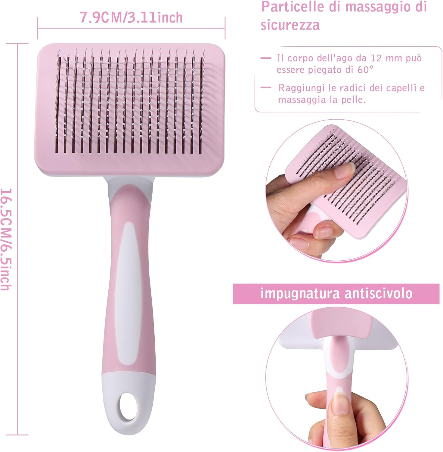 Brosse pour chat poils courts acier inoxydable premium