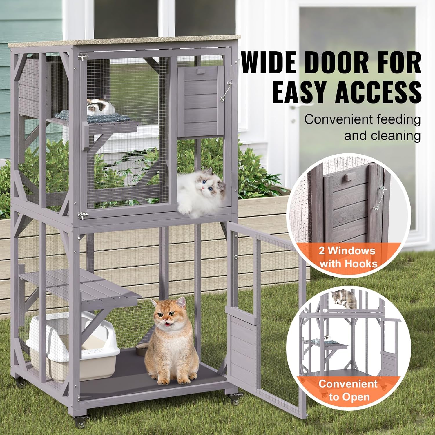 Cage pour Chat VEVOR 3 Niveaux Bois