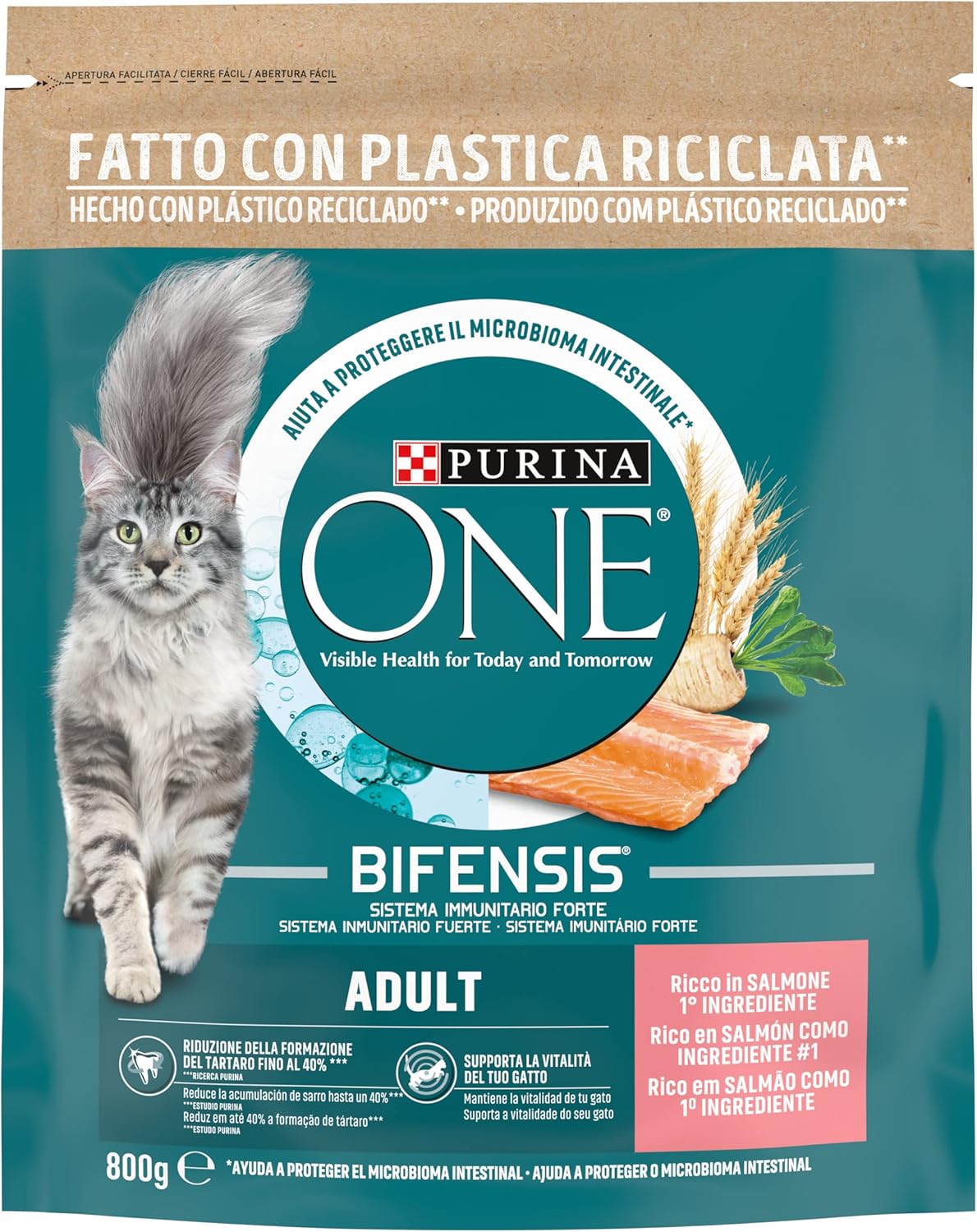 Croquettes PURINA ONE Bifensis chat adulte saumon 8x800g