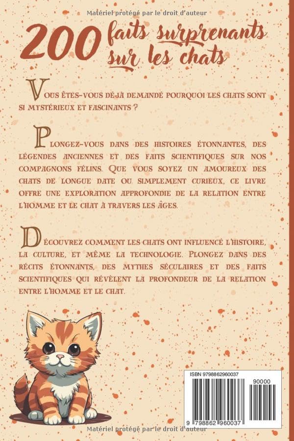 dos de Couverture du livre Les chats 200 faits surprenants