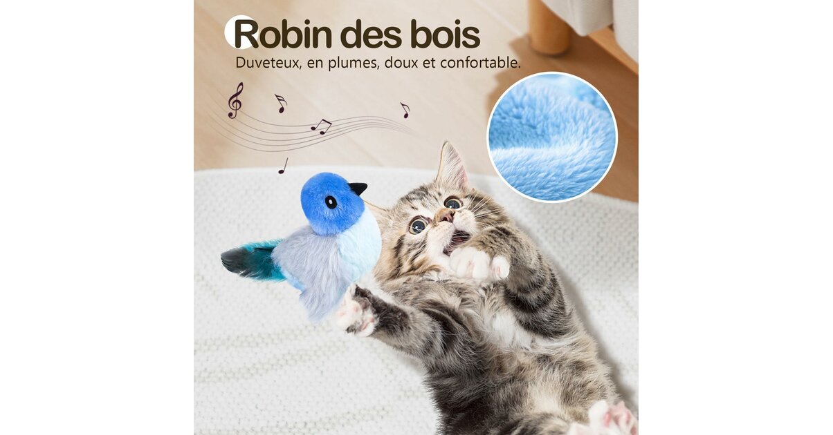 Jouet Pour Chat Oiseau En Peluche Avec Corde De Suspension - Simulation Réaliste, Herbe à Chat, Rechargeable - Pour Mordre Et Chasser