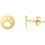 Paire de boucles d’oreilles chat élégantes en or jaune 14K