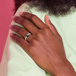 Bague empilable chat noir émaillé en argent sterling 925 taille 6