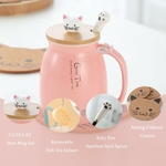 Ensemble cadeau tasse chat MengCat avec boîte, cuillère et sous-verre, parfait pour offrir à une amie.