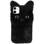 Vue de la coque installée sur un iPhone 12/12 Pro, design chat 3D