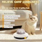 Jouet distributeur UFO automatique blanc avec boule jaune pour chat