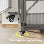 Enclos extérieur Wiltec pour chats sur roues, installé dans un jardin