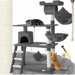 Ensemble de l’arbre à chat TecTake installé dans un salon moderne, parfait pour la décoration intérieure.