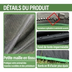 Détail de la fermeture éclair et du fond renforcé anti-fuite de l’enclos pour chat Pawtenda.