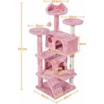 Vue détaillée d’un poteau en sisal robuste de l’arbre à chat rose Yaheetech