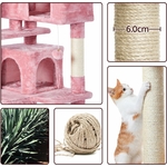 Chat relaxant dans une niche en peluche confortable de l’arbre à chat Yaheetech hauteur 137 cm