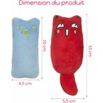 Gros plan sur une peluche douce avec motifs de chat, remplie d’herbe à chat séchée et parfumée à la menthe