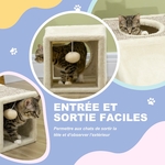 Vue latérale du tunnel crème avec ses deux niches et multiples ouvertures en sisal