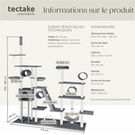 Arbre à chat XXL Tectake® H261 cm installé dans salon moderne.