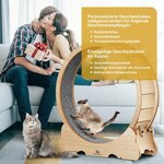 Design élégant roue Naviconvex bois naturel XXL pour chat intérieur actif