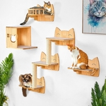 Installation d’ensemble d’étagères murales pour chat en bois de pin de haute qualité