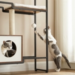 Arbre à chat marron rustique avec griffoir en sisal intégré