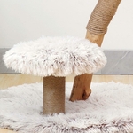 arbre à chat design élégant bois poirier avec revêtement peluche