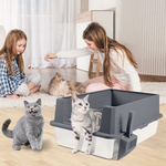 Bac à litière XXXL Bartuke en acier inoxydable pour grands chats