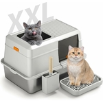 toilette chat en acier inoxydable couvert avec pelle incluse