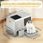 bac à litière chat XXL Bartuke avec grille anti-dispersion