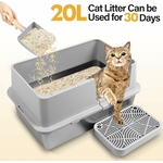 bac à litière chat XXL acier inoxydable fermé anti odeur