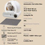 Litière autonettoyante pour chat avec grande capacité 65L