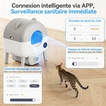 Bac à litière automatique 90L avec contrôle APP et suivi santé chat